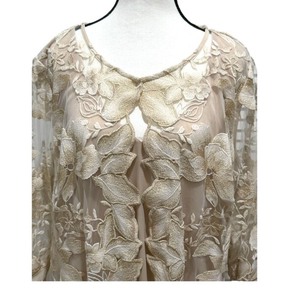 Alex Evenings Elegant Floral Embroidered Mesh Dress 16W - Picture 3 of 8